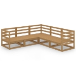 Set Salotto da Giardino 5pz Marrone Ambra Legno Massello Pino