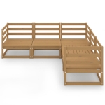 Set Salotto da Giardino 5pz Marrone Ambra Legno Massello Pino