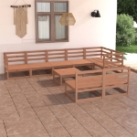 Set Salotto da Giardino 9pz Marrone Ambra Legno Massello Pino