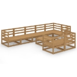 Set Salotto da Giardino 9pz Marrone Ambra Legno Massello Pino