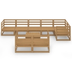 Set Salotto da Giardino 9pz Marrone Ambra Legno Massello Pino