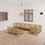 Set Salotto da Giardino 8pz Marrone Ambra Legno Massello Pino
