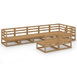 Set Salotto da Giardino 8pz Marrone Ambra Legno Massello Pino
