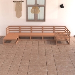 Set Salotto da Giardino 7pz Marrone Ambra Legno Massello Pino