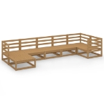 Set Salotto da Giardino 7pz Marrone Ambra Legno Massello Pino