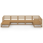 Set Salotto da Giardino 7pz Marrone Ambra Legno Massello Pino
