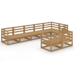 Set Salotto da Giardino 8pz Marrone Ambra Legno Massello Pino