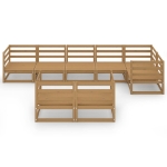 Set Salotto da Giardino 8pz Marrone Ambra Legno Massello Pino