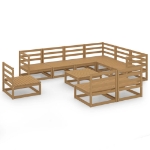 Set Salotto da Giardino 10pz Marrone Ambra Legno Massello Pino