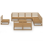 Set Salotto da Giardino 10pz Marrone Ambra Legno Massello Pino