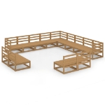 Set Salotto da Giardino 13pz Marrone Ambra Legno Massello Pino