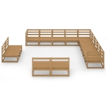 Set Salotto da Giardino 13pz Marrone Ambra Legno Massello Pino
