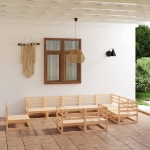 Set Divani da Giardino 10 pz in Legno Massello di Pino