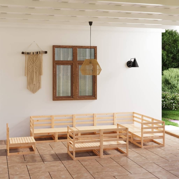 Set Divani da Giardino 10 pz in Legno Massello di Pino