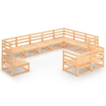 Set Divani da Giardino 10 pz in Legno Massello di Pino
