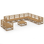 Set Divani da Giardino 11 pz Marrone Ambra in Massello di Pino