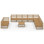 Set Divani da Giardino 11 pz Marrone Ambra in Massello di Pino