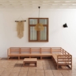 Set Divani da Giardino 9 pz Marrone Ambra Legno Massello Pino