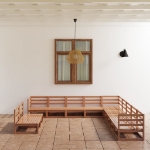 Set Salotto da Giardino 11pz Marrone Ambra Legno Massello Pino