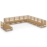 Set Salotto da Giardino 11pz Marrone Ambra Legno Massello Pino