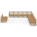 Set Salotto da Giardino 11pz Marrone Ambra Legno Massello Pino