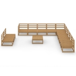Set Divani da Giardino 12 pz Marrone Ambra Legno Massello Pino