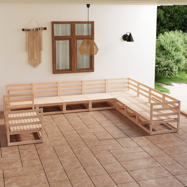 Set Divani da Giardino 10 pz in Legno Massello di Pino