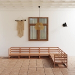 Set Salotto da Giardino 8pz Marrone Ambra Legno Massello Pino