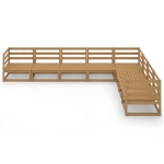 Set Salotto da Giardino 8pz Marrone Ambra Legno Massello Pino