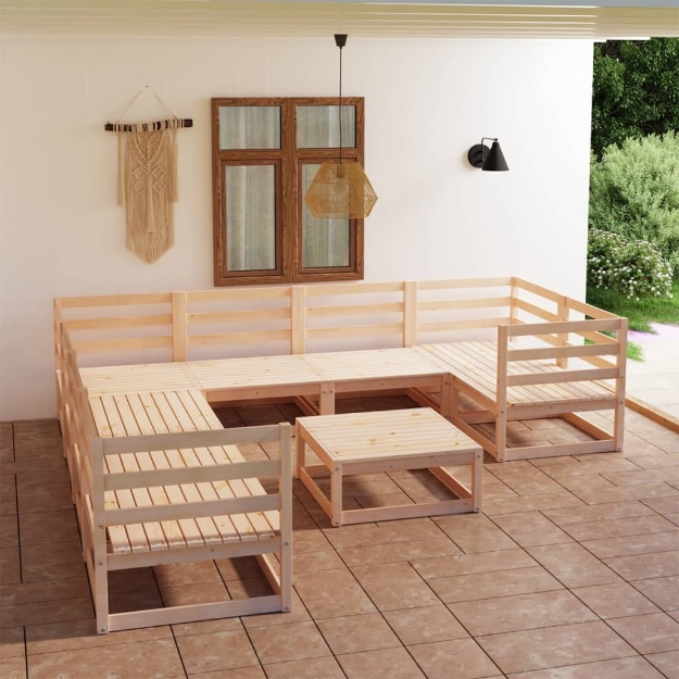 Set Divani da Giardino 9 pz in Legno Massello di Pino
