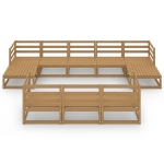 Set Divani da Giardino 10 pz in Legno Massello di Pino