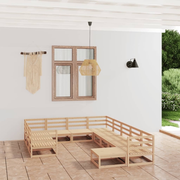 Set Divani da Giardino 11 pz in Legno Massello di Pino