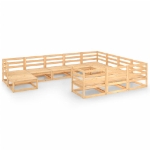 Set Divani da Giardino 11 pz in Legno Massello di Pino
