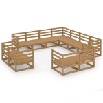Set Salotto da Giardino 11pz Marrone Ambra Legno Massello Pino