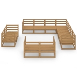 Set Salotto da Giardino 11pz Marrone Ambra Legno Massello Pino