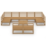 Set Divani da Giardino 10 pz in Legno Massello di Pino