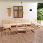 Set Divani da Giardino 9 pz in Legno Massello di Pino