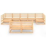 Set Divani da Giardino 9 pz in Legno Massello di Pino