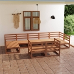 Set Divani da Giardino 9 pz in Legno Massello di Pino