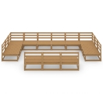 Set Divani da Giardino 13 pz in Legno Massello di Pino
