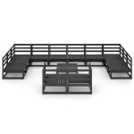 Set Divani da Giardino 13 pz in Legno Massello di Pino