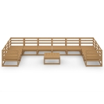 Set Divani da Giardino 11 pz in Legno Massello di Pino
