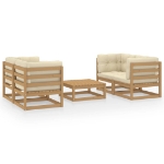 Set Divani da Giardino 5 pz con Cuscini Legno Massello di Pino