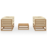 Set Divani da Giardino 5 pz con Cuscini Legno Massello di Pino