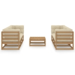 Set Divani da Giardino 7 pz con Cuscini Legno Massello di Pino