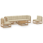 Set Divani da Giardino 7 pz con Cuscini Legno Massello di Pino