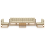 Set Divani da Giardino 7 pz con Cuscini Legno Massello di Pino
