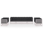 Set Divani da Giardino 8 pz con Cuscini Legno Massello di Pino