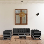 Set Divani da Giardino 8 pz con Cuscini Legno Massello Pino