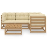 Set Divani da Giardino 5 pz con Cuscini Legno Massello di Pino